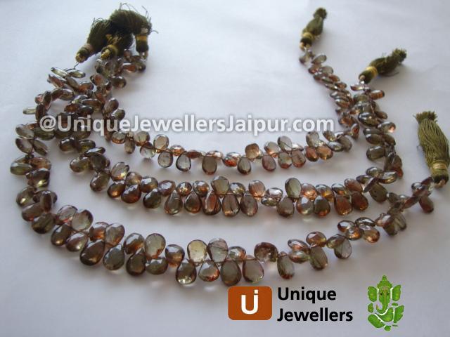 Green Andalusite Faceted Pear Beads